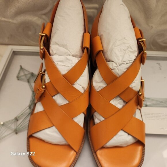 Vince Camuto Leather "Penina" Apricot Crush Block Heeled Sandals. 10. NIB - Picture 8 of 13